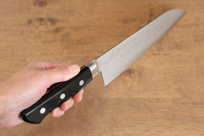 Seisuke VG10 Damas Santoku  180mm Bois de pakka noir Manipuler - japanny-FR