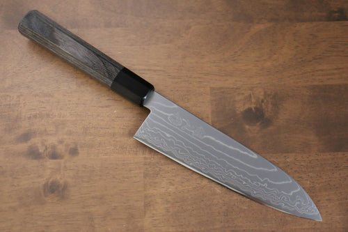 Kajin acier spécial au cobalt Damas Santoku  180mm Bois de pakka Gris Manipuler - japanny-FR