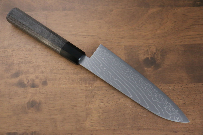 Kajin acier spécial au cobalt Damas Santoku  180mm Bois de pakka Gris Manipuler - japanny-FR