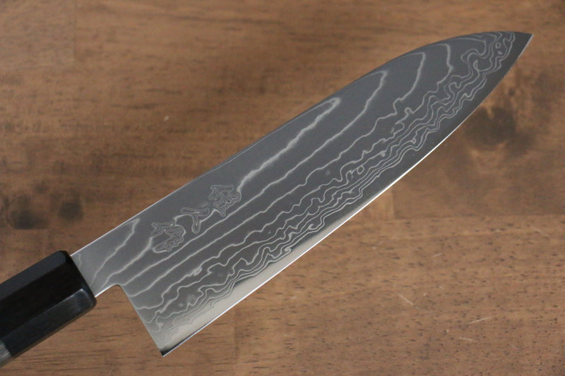 Kajin acier spécial au cobalt Damas Santoku  180mm Bois de pakka Gris Manipuler - japanny-FR