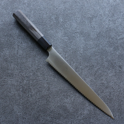 Seisuke Acier Inoxydable couteau à pain  240mm Bois de pakka Gris Manipuler - japanny-FR