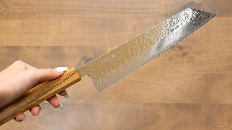 Seisuke Tsukikage AUS10 Migaki Terminé Damaacus martelé Kiritsuke  240mm Chêne Manipuler - japanny-FR