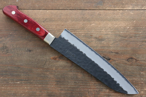 Seisuke Kurobeni Super Bleu Martelé Kurouchi Santoku  185mm Bois de pakka rouge Manipuler - japanny-FR