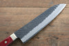 Seisuke Kurobeni Super Bleu Martelé Kurouchi Santoku  185mm Bois de pakka rouge Manipuler - japanny-FR