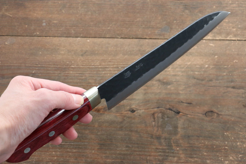 Seisuke Kurobeni Super Bleu Martelé Kurouchi Santoku  185mm Bois de pakka rouge Manipuler - japanny-FR