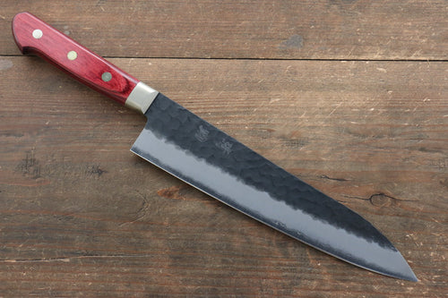 Seisuke Kurobeni Super Bleu Martelé Kurouchi Gyuto  210mm Bois de pakka rouge Manipuler - japanny-FR