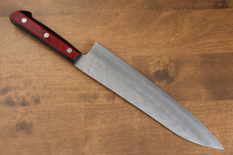 Seisuke Ringo Acier argenté NO.3 Nashiji Gyuto  210mm Bois de pakka rouge Manipuler - japanny-FR