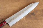 Seisuke Ringo Acier argenté NO.3 Nashiji Gyuto  210mm Bois de pakka rouge Manipuler - japanny-FR