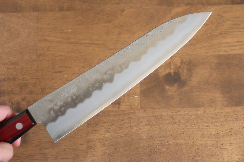 Seisuke Ringo Acier argenté NO.3 Nashiji Gyuto  210mm Bois de pakka rouge Manipuler - japanny-FR