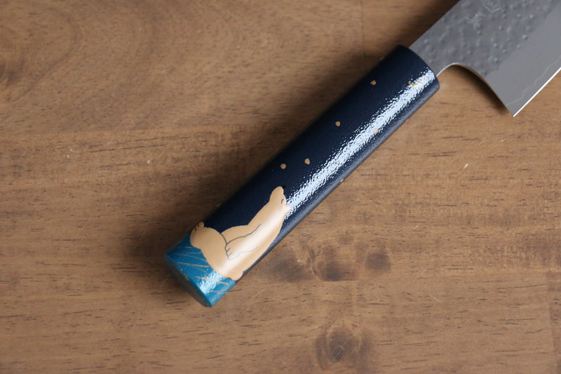 Makoto Kurosaki Shirokuma SPG2 Martelé(Maru) Santoku  165mm Bois (Laqué) Manipuler - japanny-FR