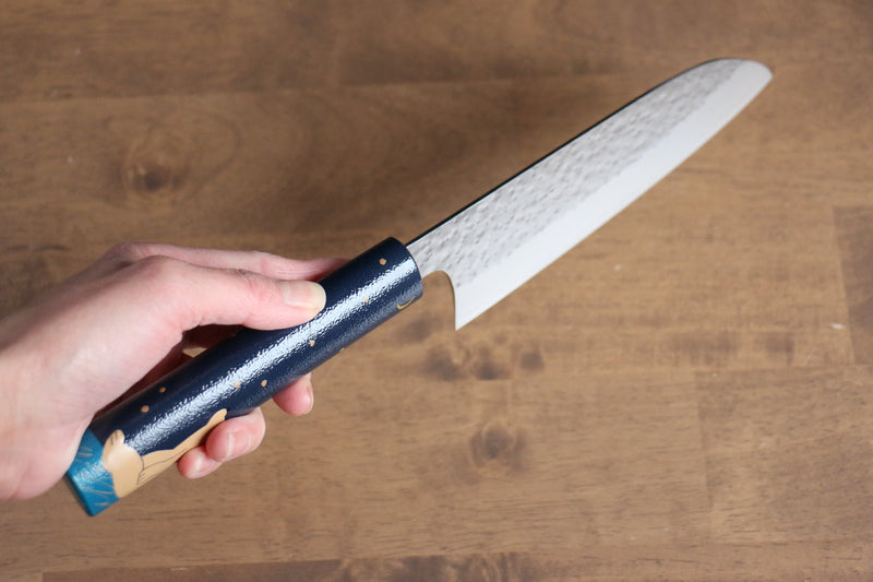 Makoto Kurosaki Shirokuma SPG2 Martelé(Maru) Santoku  165mm Bois (Laqué) Manipuler - japanny-FR