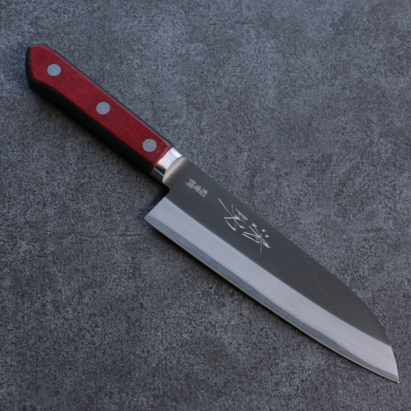 Seisuke Super Bleu Migaki Terminé Santoku  170mm Bois de pakka rouge et noir Manipuler - japanny-FR