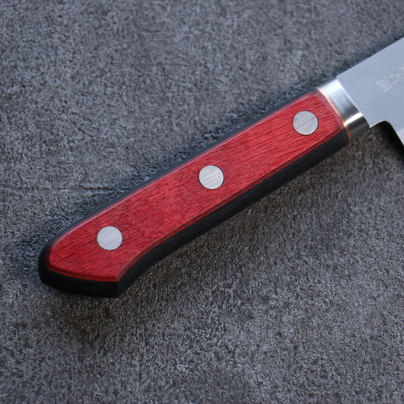 Seisuke Super Bleu Migaki Terminé Santoku  170mm Bois de pakka rouge et noir Manipuler - japanny-FR