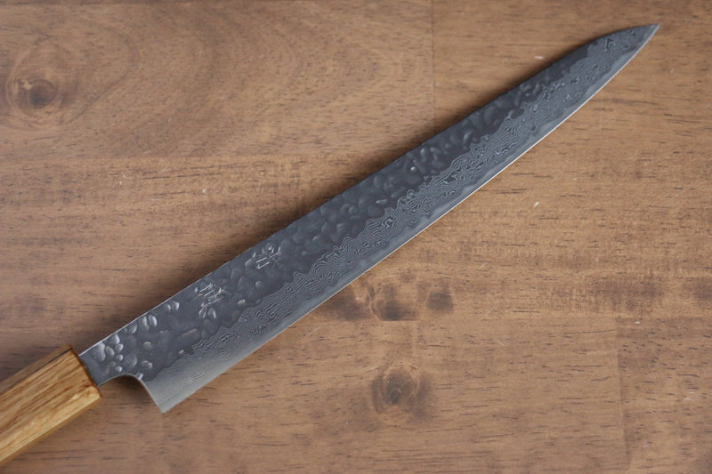 Seisuke Tsukikage AUS10 Migaki Terminé Damaacus martelé Sujihiki  240mm Chêne Manipuler - japanny-FR