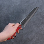 Seisuke Super Bleu Migaki Terminé Santoku  170mm Bois de pakka rouge et noir Manipuler - japanny-FR