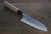 Seisuke Acier Bleu No.2 Nashiji Santoku  165mm châtaigne Manipuler - japanny-FR