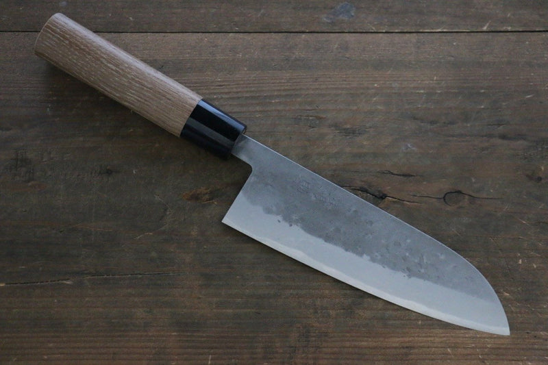 Seisuke Acier Bleu No.2 Nashiji Santoku  165mm châtaigne Manipuler - japanny-FR