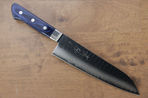 Seisuke Seiun VG10 33-Couches Damas Santoku  180mm Bois de pakka bleu Manipuler - japanny-FR