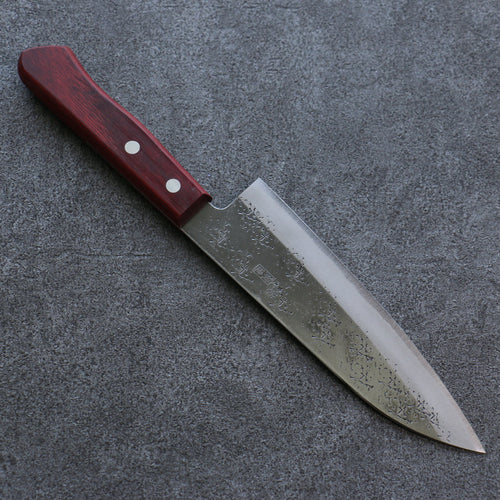 Seisuke Super Bleu Martelé Santoku  165mm Bois de pakka rouge Manipuler - japanny-FR