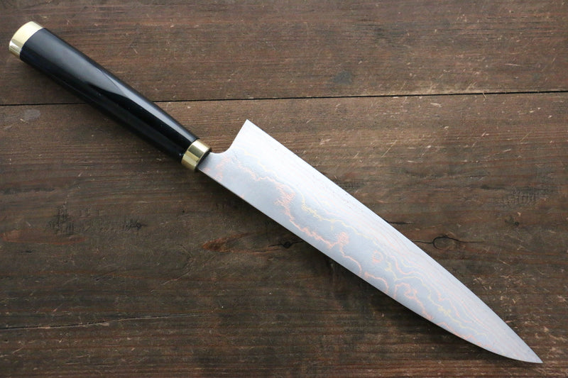 Takeshi Saji Acier Bleu No.2 Damas coloré Art Maki-e
 Gyuto  240mm Laqué Manipuler - japanny-FR