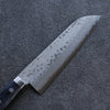 Kunihira Sairyu VG10 Damas Santoku  170mm bleu marine de pakka noir Manipuler - japanny-FR