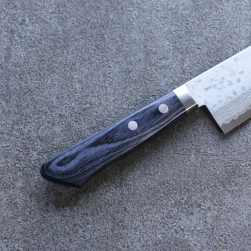 Kunihira Sairyu VG10 Damas Santoku  170mm bleu marine de pakka noir Manipuler - japanny-FR