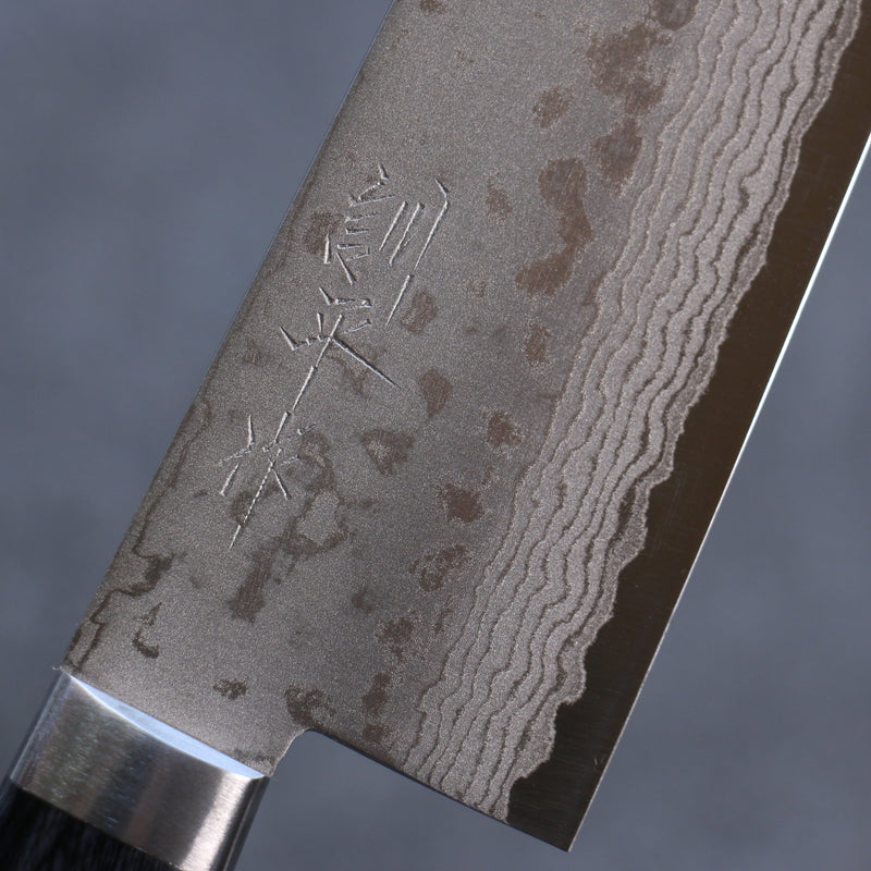 Kunihira Sairyu VG10 Damas Santoku  170mm bleu marine de pakka noir Manipuler - japanny-FR