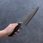 Kunihira Sairyu VG10 Damas Santoku  170mm bleu marine de pakka noir Manipuler - japanny-FR