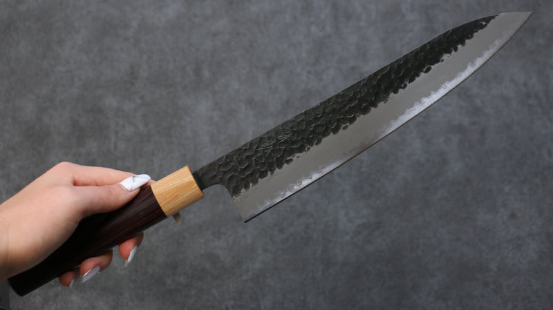 Seisuke Shitan Super Bleu Martelé Kurouchi Gyuto  240mm Shitan Manipuler - japanny-FR