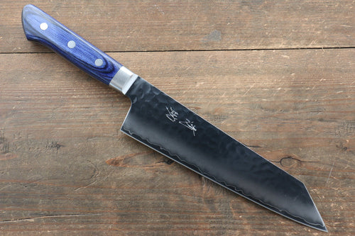 Seisuke Aotsuchi AUS10 Martelé Kiritsuke Santoku  195mm Bois de pakka bleu Manipuler - japanny-FR