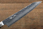 Seisuke Aotsuchi AUS10 Martelé Kiritsuke Petty,Utilité  140mm Bois de pakka bleu Manipuler - japanny-FR