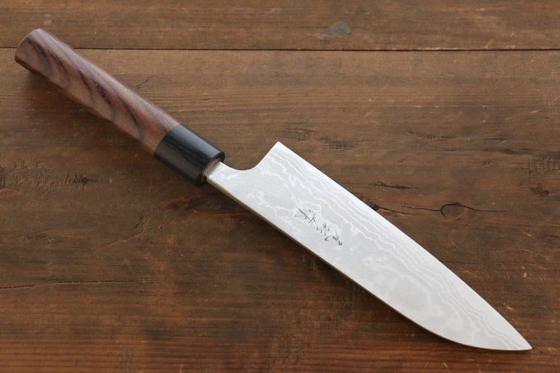 Shungo Ogata Acier Blanc No.2 Damas Migaki Terminé Santoku  180mm Shitan Manipuler - japanny-FR