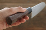 Shungo Ogata Acier Blanc No.2 Damas Migaki Terminé Santoku  180mm Shitan Manipuler - japanny-FR