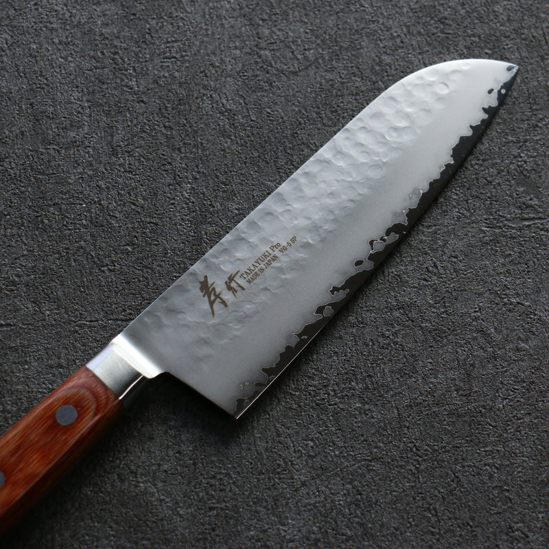 Sakai Takayuki VG5 Martelé Santoku  175mm Bois de Pakka marron Manipuler - japanny-FR