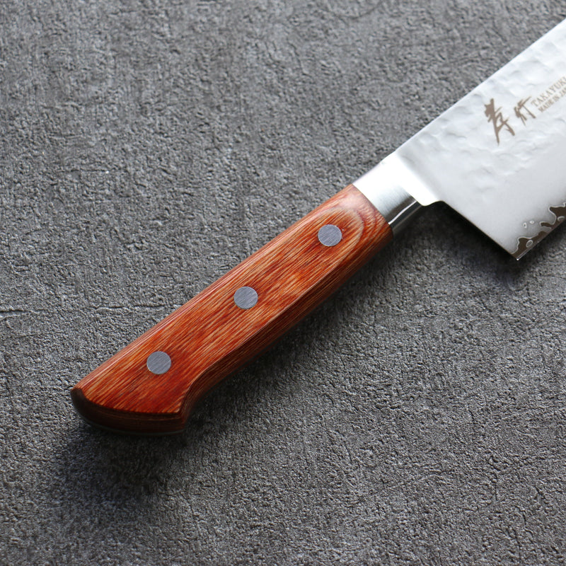 Sakai Takayuki VG5 Martelé Santoku  175mm Bois de Pakka marron Manipuler - japanny-FR