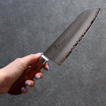 Sakai Takayuki VG5 Martelé Santoku  175mm Bois de Pakka marron Manipuler - japanny-FR