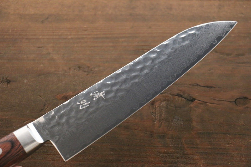 Seisuke VG10 33-Couches Damas Santoku  180mm Acajou Manipuler - japanny-FR