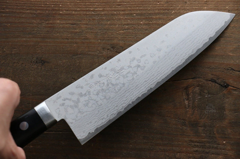 Kunihira Sairyu VG10 Damas Santoku  170mm Bois de Pakka Manipuler - japanny-FR