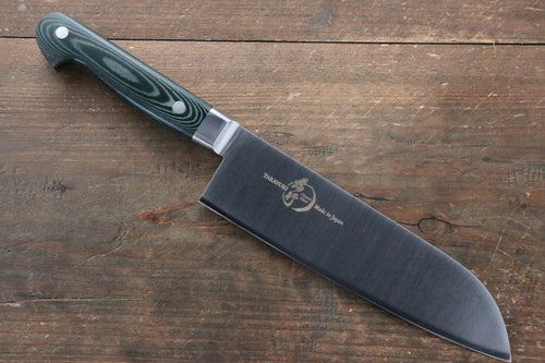 Sakai Takayuki Grand Chef Gran chef Acier suédois Santoku 180mm Micarta vert Manipuler - japanny-FR