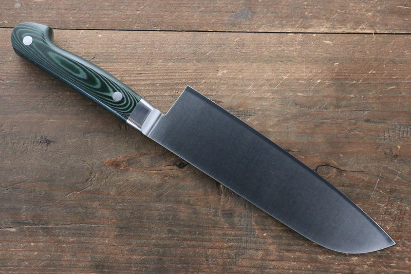 Sakai Takayuki Grand Chef Gran chef Acier suédois Santoku 180mm Micarta vert Manipuler - japanny-FR