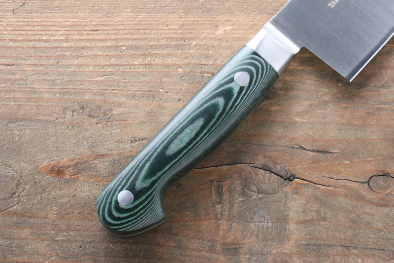 Sakai Takayuki Grand Chef Gran chef Acier suédois Santoku 180mm Micarta vert Manipuler - japanny-FR