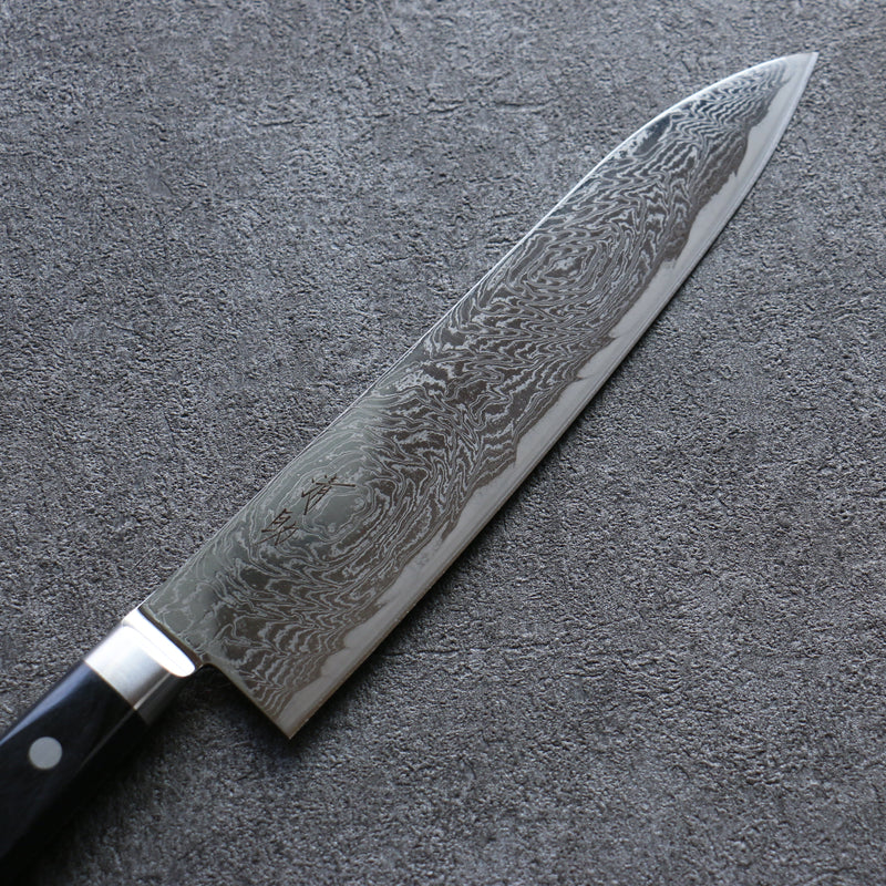 Seisuke Nami AUS10 Finition miroir Damas Gyuto  210mm Bois de pakka noir Manipuler - japanny-FR