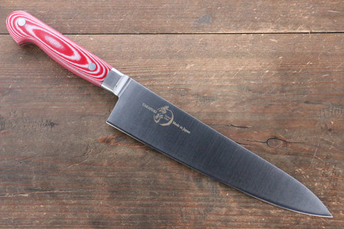 Sakai Takayuki Grand Chef Gran chef Acier suédois Gyuto 210mm Micarta rouge Manipuler - japanny-FR