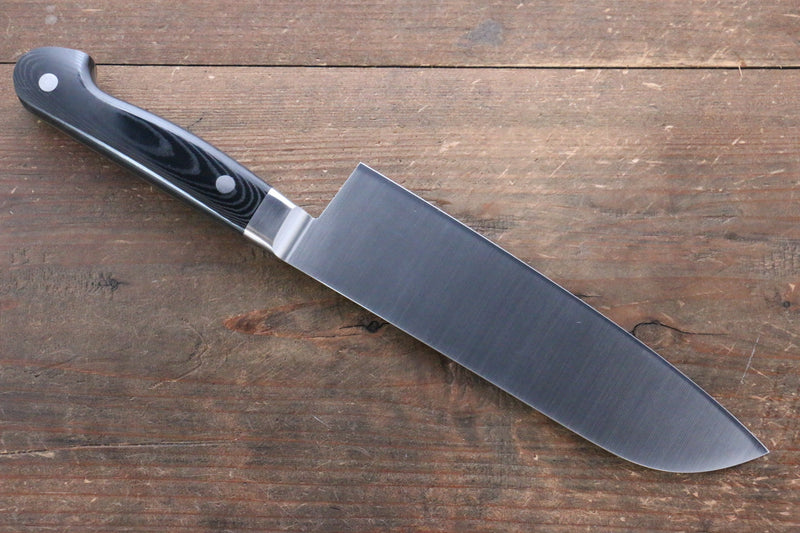 Sakai Takayuki Grand Chef Gran chef Acier suédois Santoku 180mm Micarta noir Manipuler - japanny-FR