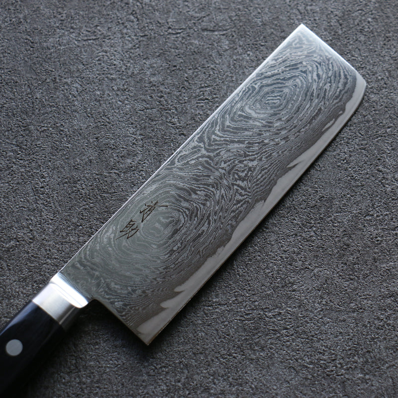 Seisuke Nami AUS10 Finition miroir Damas Nakiri  165mm Bois de pakka noir Manipuler - japanny-FR