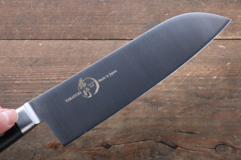 Sakai Takayuki Grand Chef Gran chef Acier suédois Santoku 180mm Micarta noir Manipuler - japanny-FR