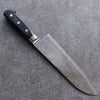 Seisuke Nami AUS10 Finition miroir Damas Santoku 180mm Manipuler Bois de pakka noir - japanny-FR