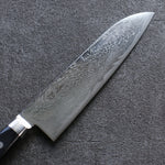 Seisuke Nami AUS10 Finition miroir Damas Santoku 180mm Manipuler Bois de pakka noir - japanny-FR