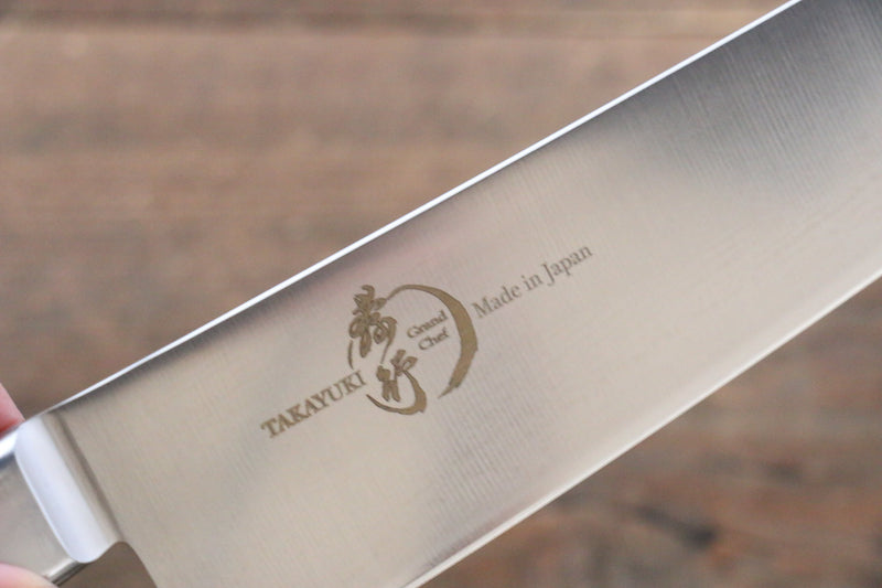 Sakai Takayuki Grand Chef Gran chef Acier suédois Gyuto 210mm Micarta brun Manipuler - japanny-FR