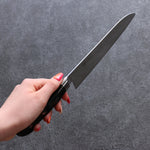 Seisuke Nami AUS10 Finition miroir Damas Santoku  180mm Bois de pakka noir Manipuler - japanny-FR